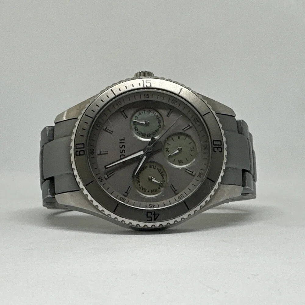 Fossil Stella ES3040 Womens Gray Stainless Steel Analog Dial Quartz Watch HME726